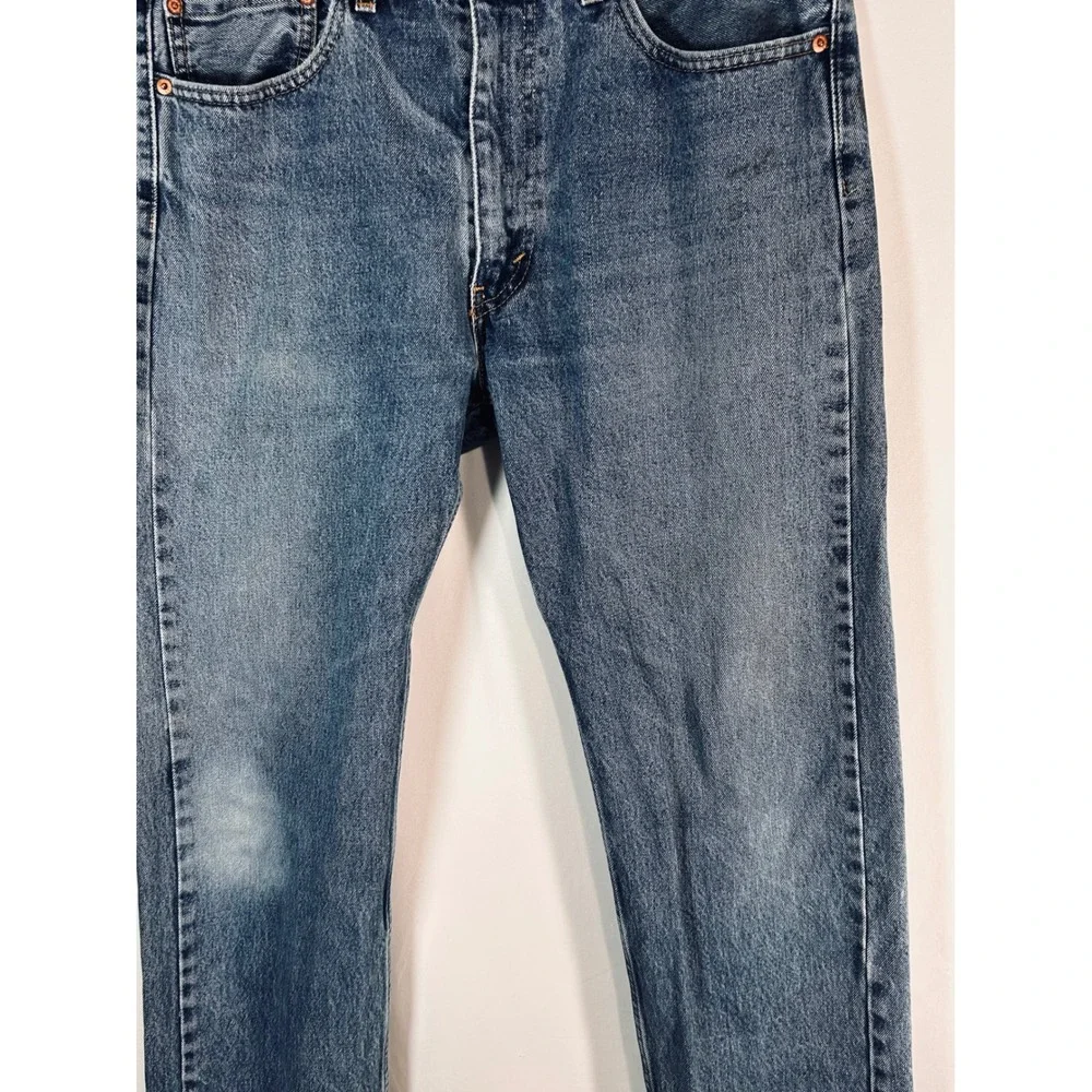 Levis 505 Regular Fit‎ Straight Leg Jeans Mens 36x34 Blue Denim Medium Wash